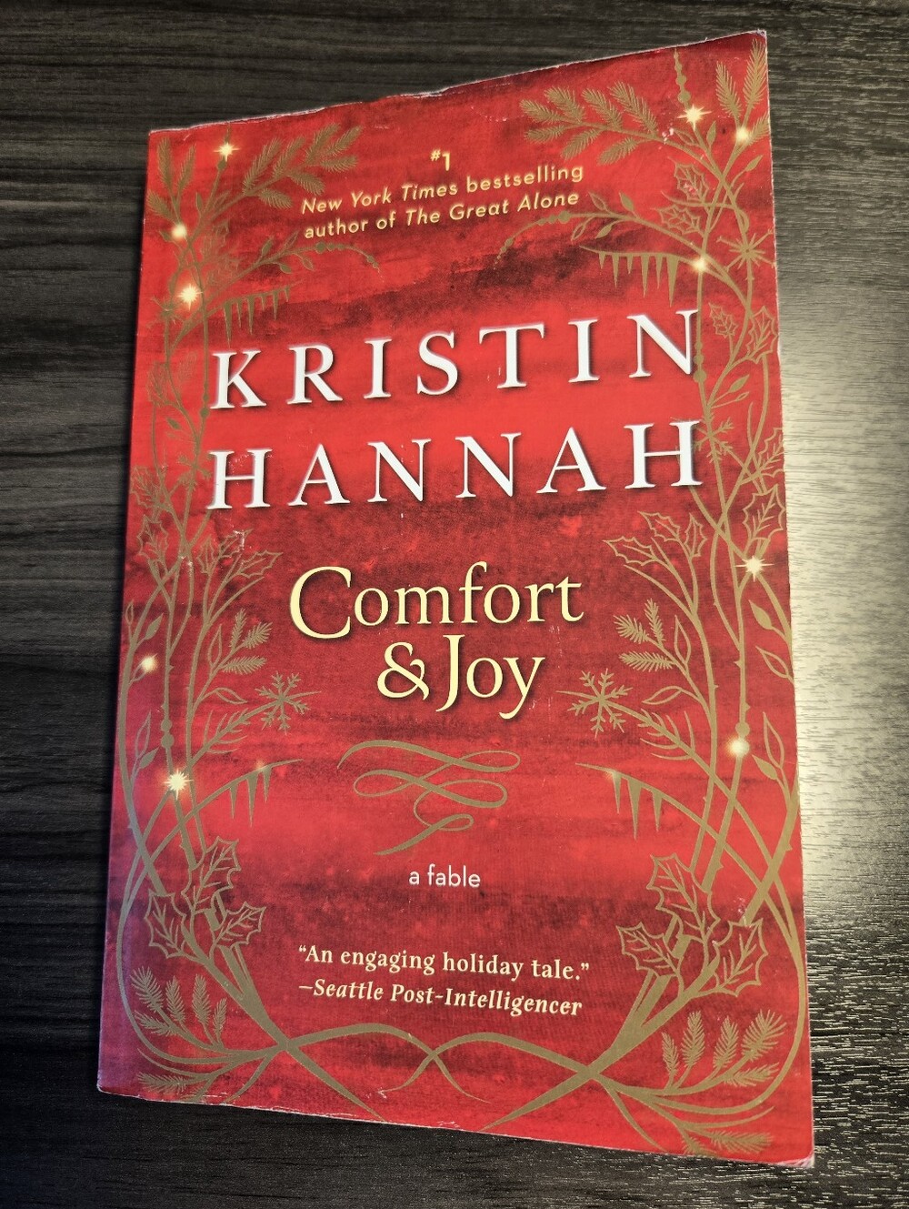 Kristin Hannah "Comfort & Joy" Book - Red & Gold Cover